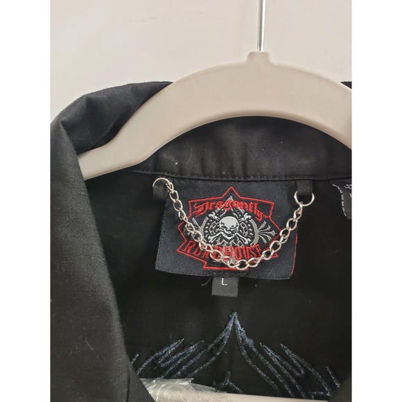 Dragonfly Roadhouse Shirt Mens Large Black Iron Horse Saloon Button Up Biker - Picture 2 of 7